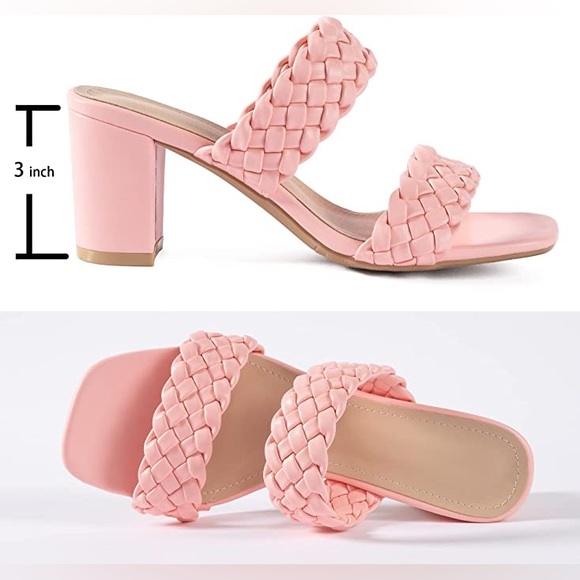 NEW Double Braided Strap Block Heel Sandals - Picture 4 of 11